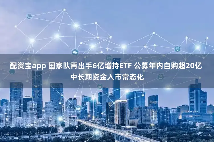 配资宝app 国家队再出手6亿增持ETF 公募年内自购超20亿 中长期资金入市常态化